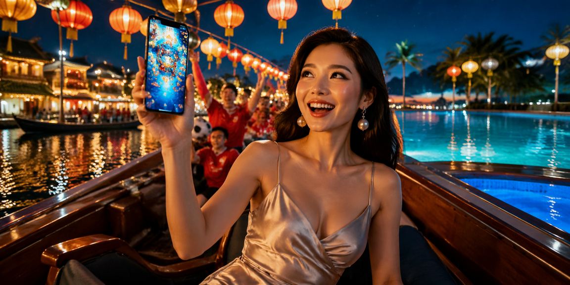 Phong cảnh chợ đêm Hội An với ánh đèn lồng và thuyền cá